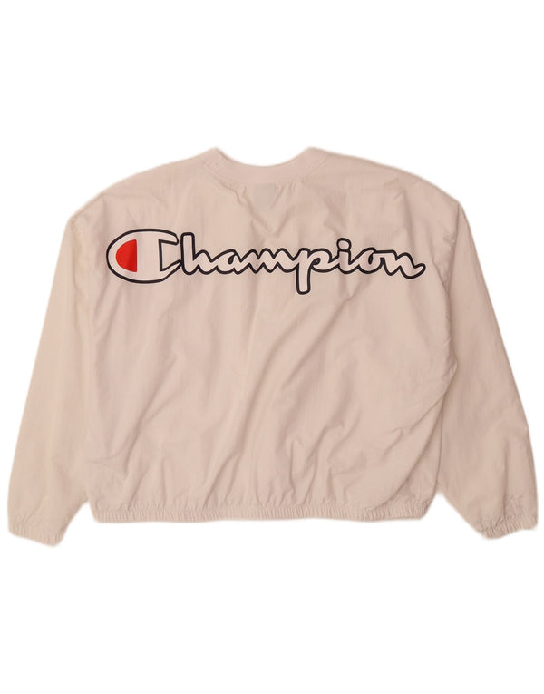 Tuta da ginnastica oversize con grafica Champion da donna UK 10 piccola bianca