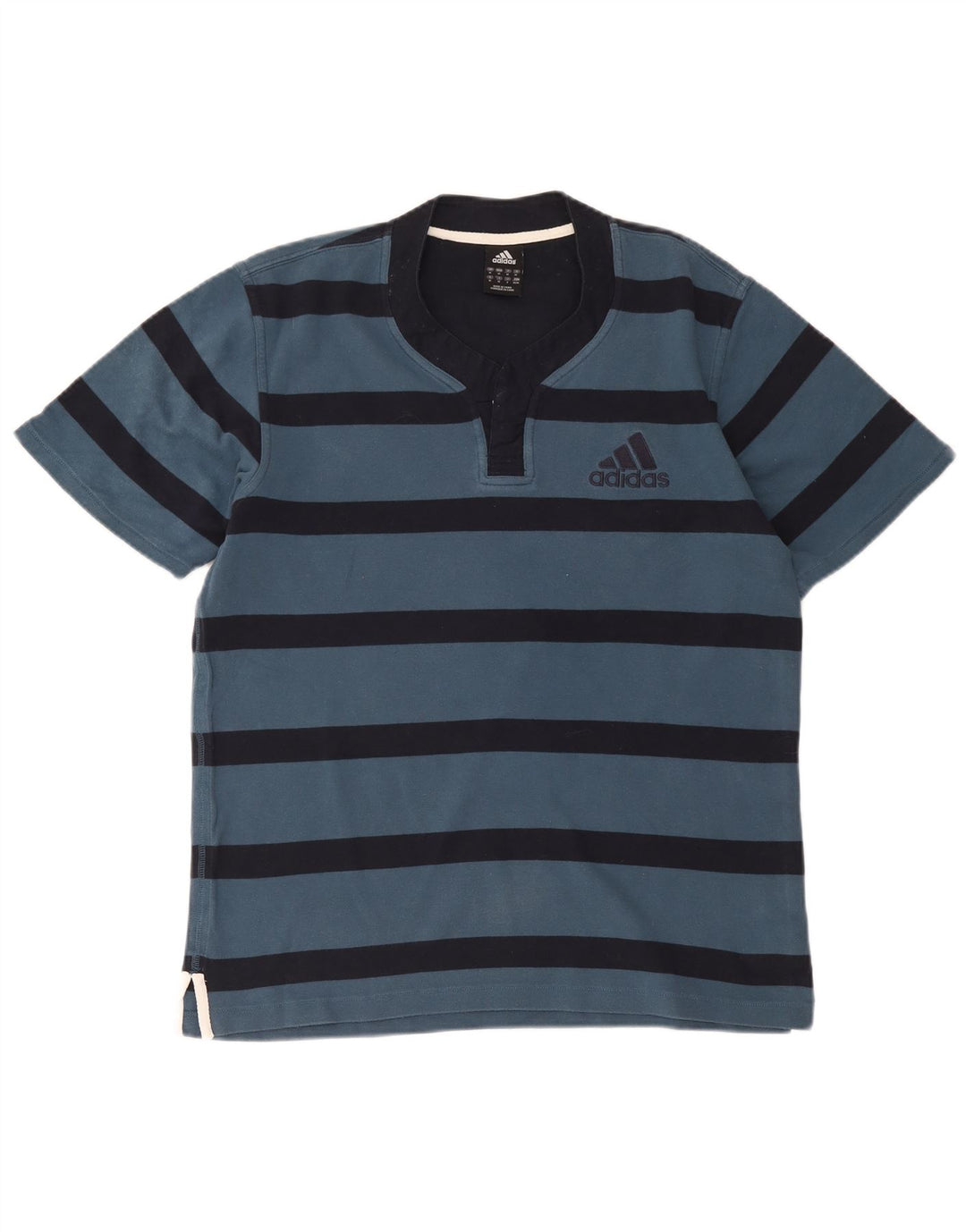 Adidas Mens T-Shirt Top Medium Blue Striped Cotton