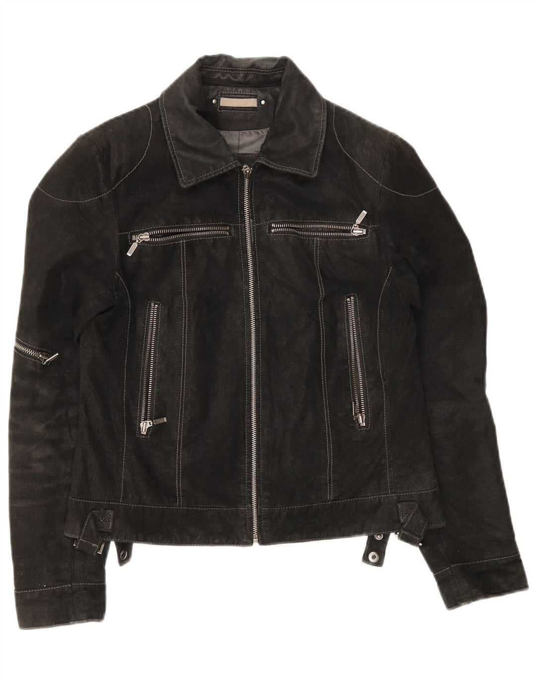 Vintage Womens Suede Jacket UK 10 Small Black Leather