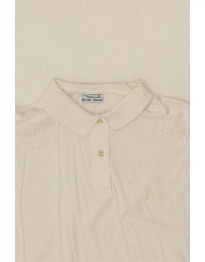 SERGIO TACCHINI Womens Polo Shirt IT 42 Medium White Cotton Vintage Sergio Tacchini and Second-Hand Sergio Tacchini from Messina Hembry 