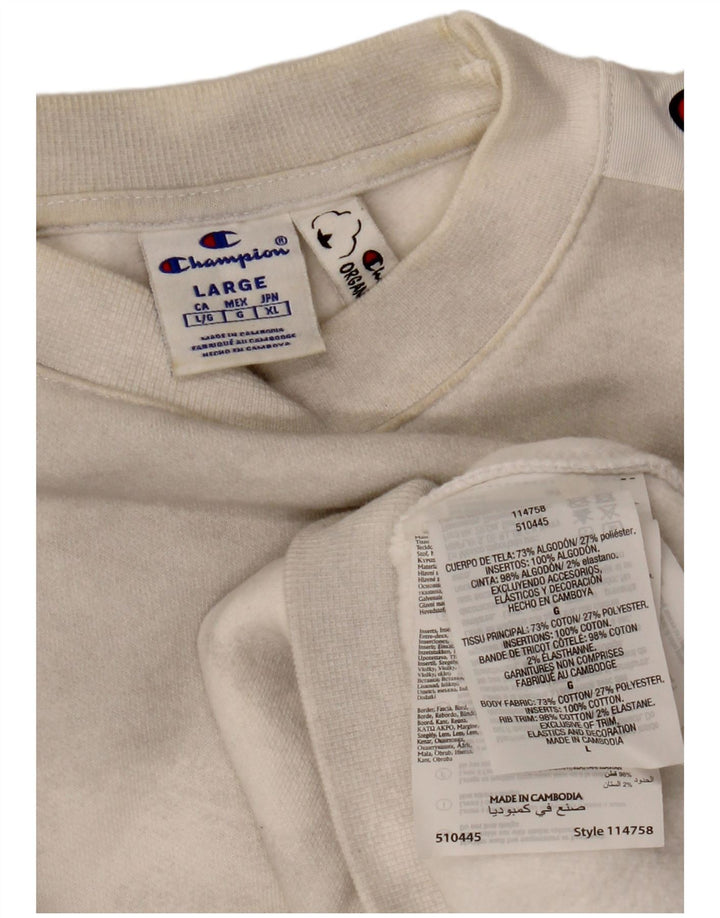 CHAMPION Womens Oversized Crop Sweatshirt Jumper UK 16 Large Off White