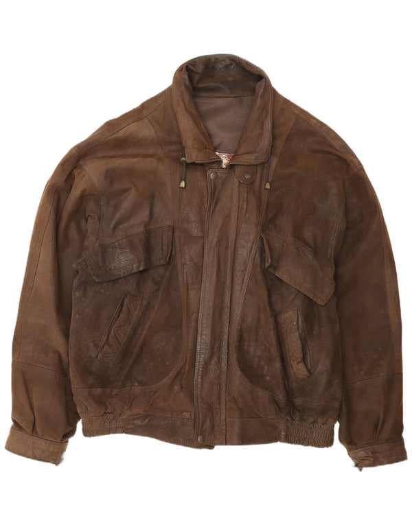 Vintage Herren Bomber Lederjacke UK 42 XL Braun