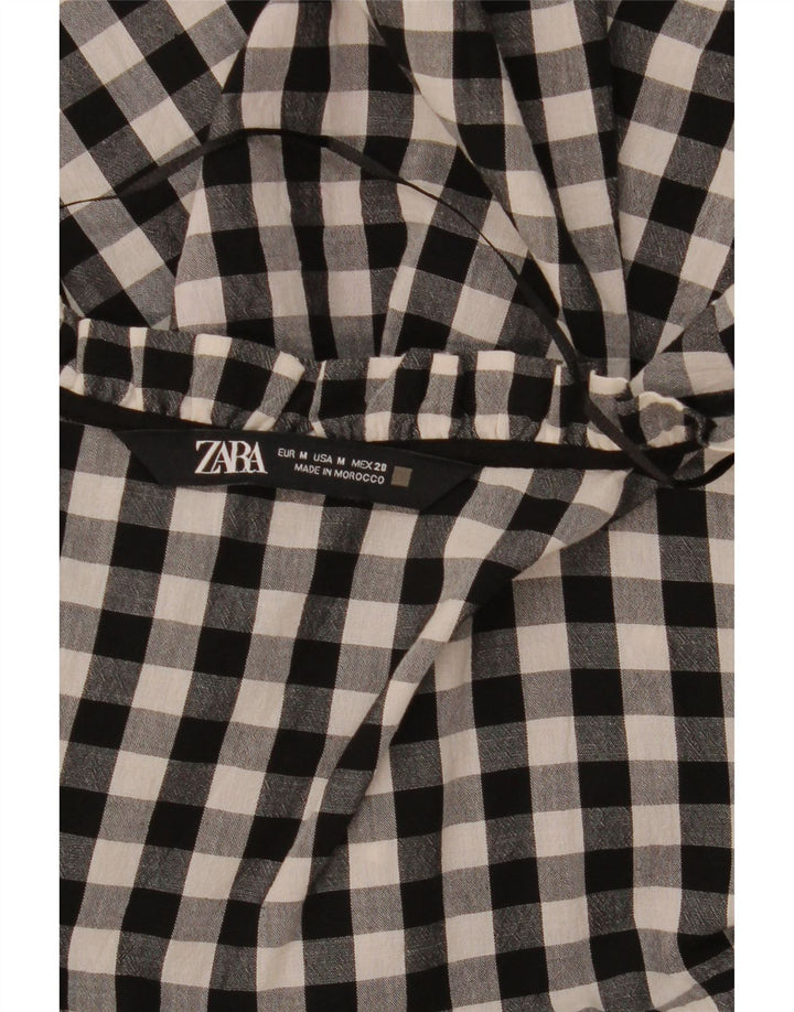 Zara Womens A-Line Dress UK 14 Medium Black Gingham