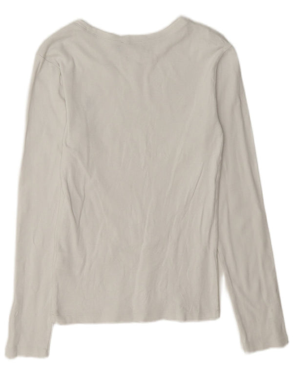 Polo Ralph Lauren Dame Top Langærmet UK 12 Medium Hvid Bomuld