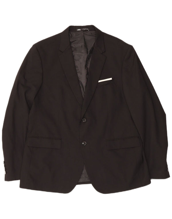 Giacca blazer da uomo a 2 bottoni Zara EU 56 XL poliestere nero