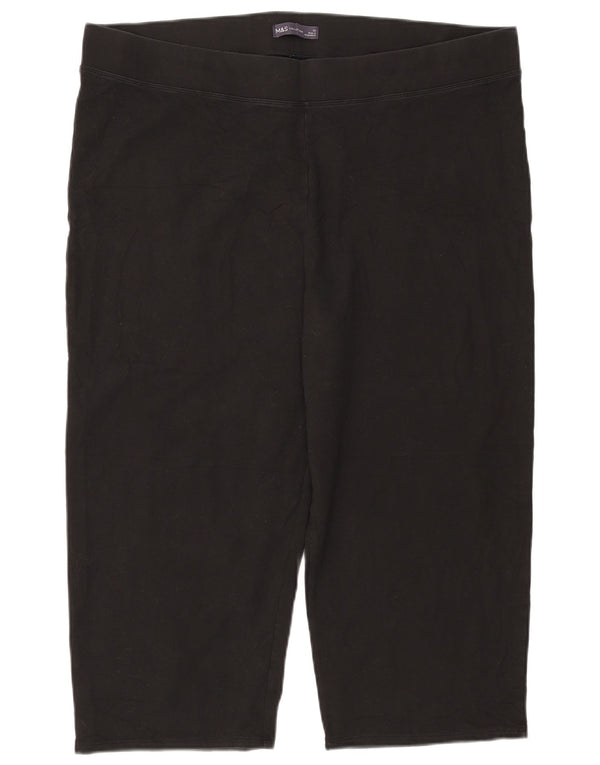 Marks & Spencer Damen Capri-Leggings UK 22 3XL Schwarz Baumwolle