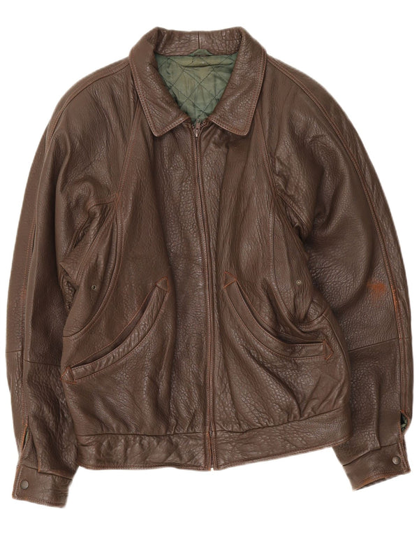 Vintage Mens Leather Jacket IT 48 Medium Brown