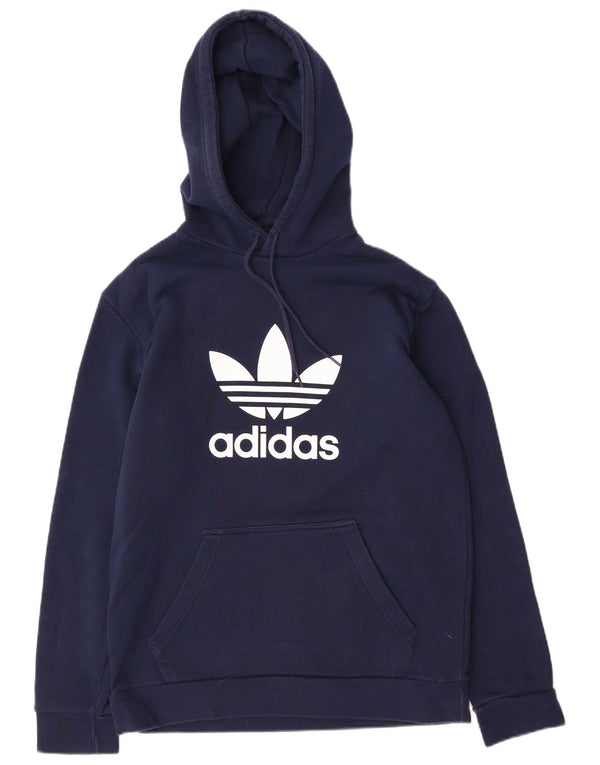Adidas Mens Graphic Hoodie Jumper Medium Navy Blue Cotton