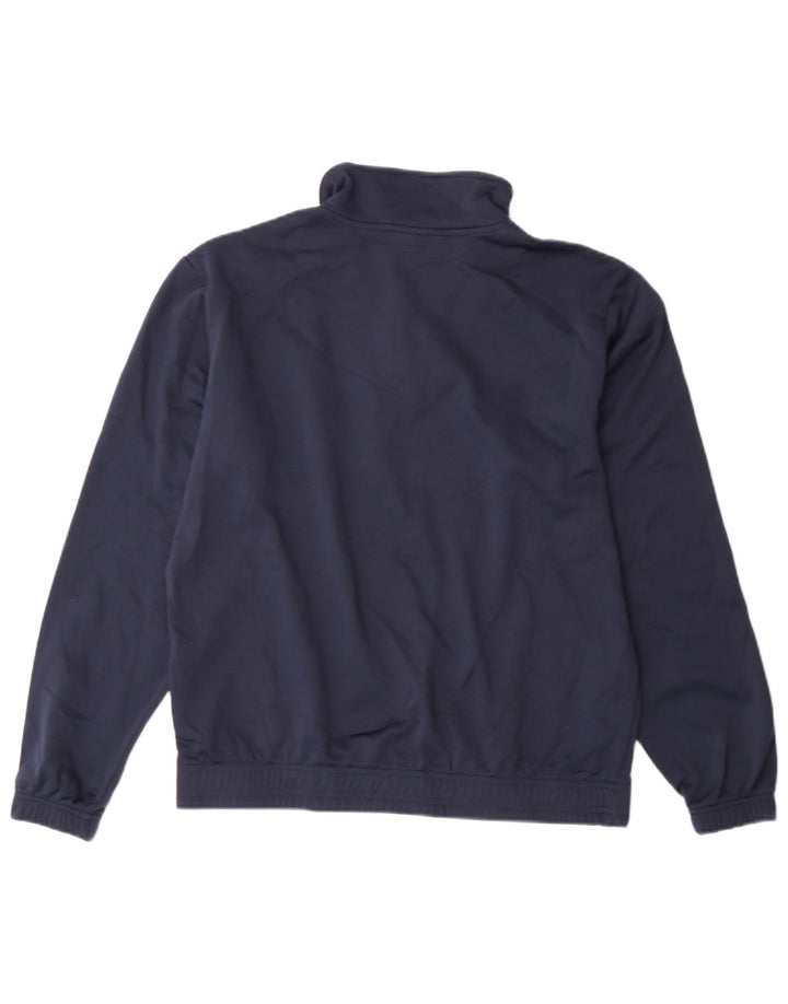 Asics Boys Zip Neck Pullover Tracksuit Top 13-14 Years Navy Blue Polyester