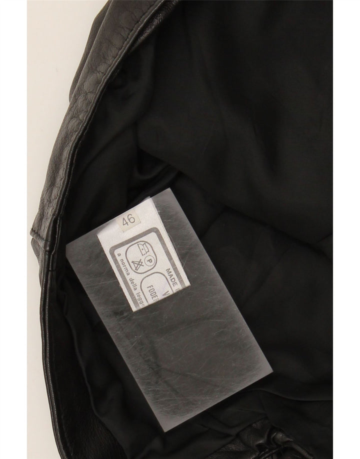 VINTAGE Womens Leather Waistcoat IT 46 Large Black Leather Vintage Vintage and Second-Hand Vintage from Messina Hembry 