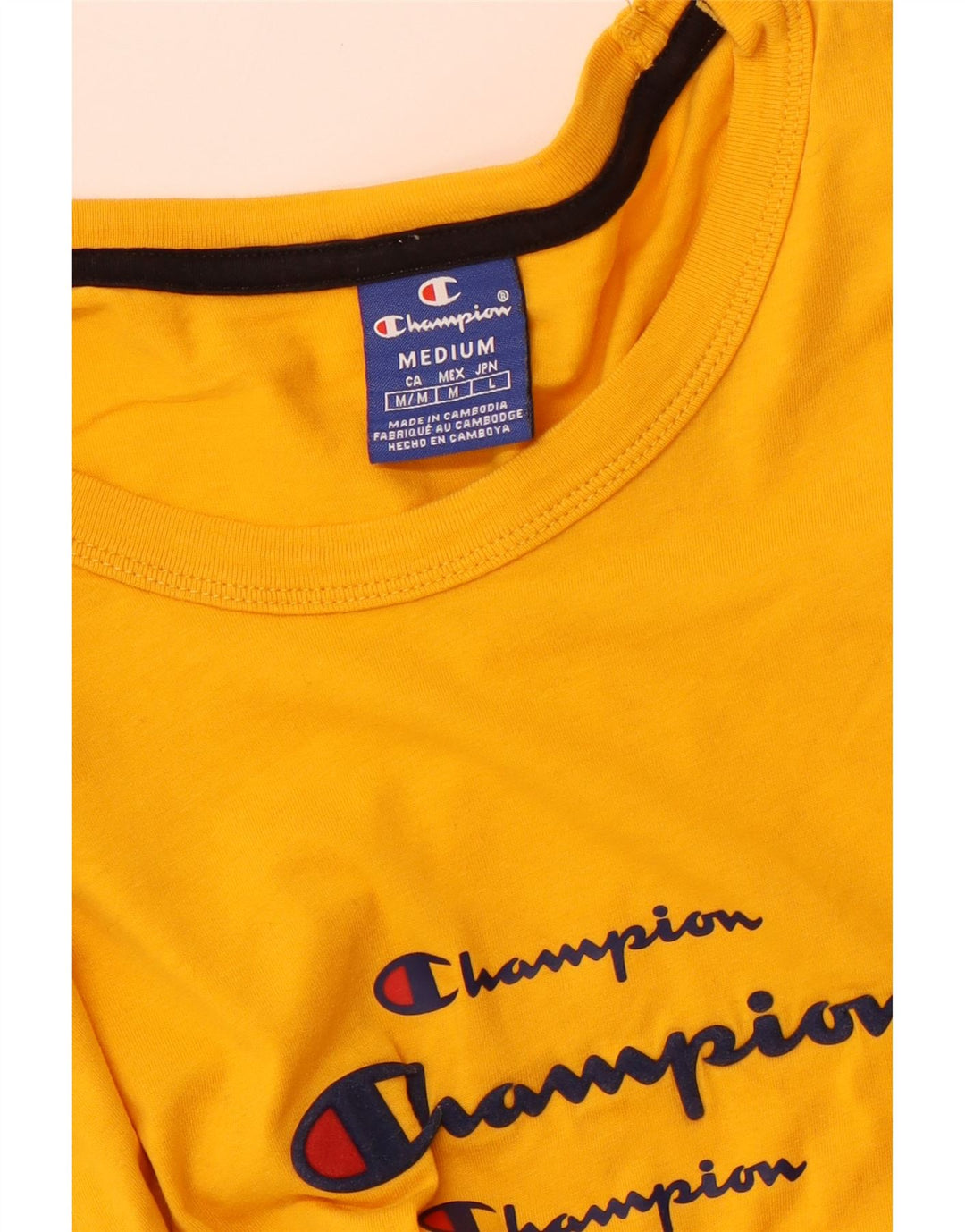 CHAMPION Herre Grafisk T-Shirt Top Medium Gul