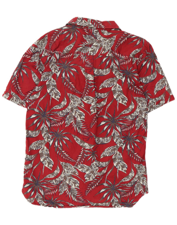 Pierre Cardin Mens Short Sleeve Shirt Medium Burgundy Floral Hawaiian