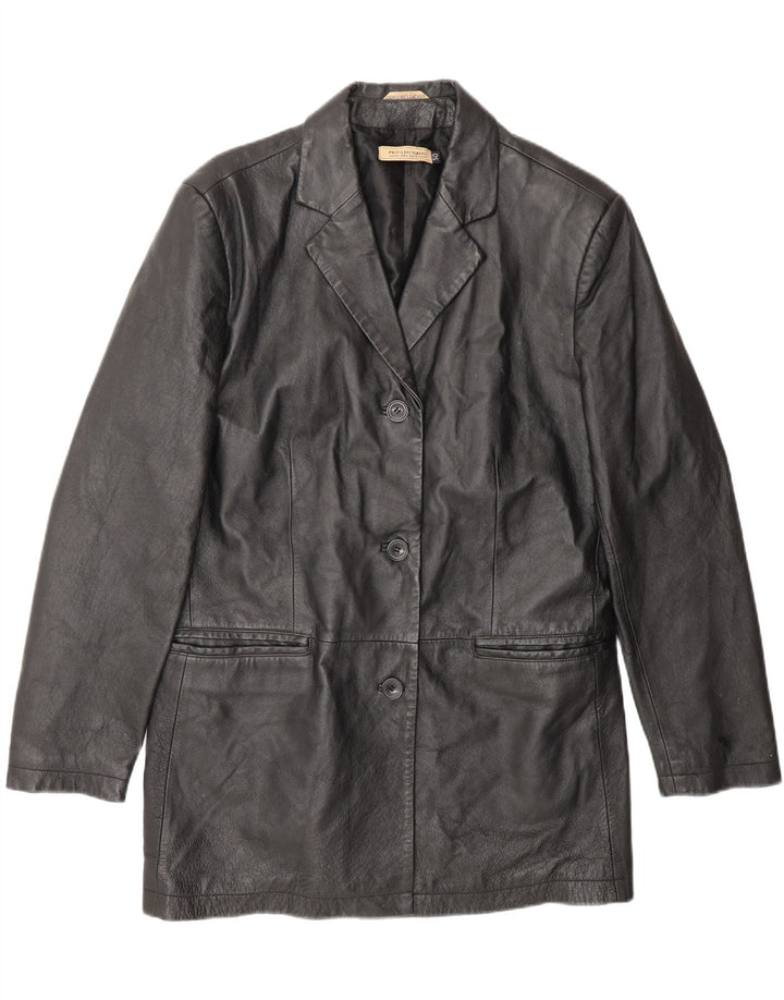 VINTAGE Womens Leather Jacket IT 50 XL Black Leather Vintage Vintage and Second-Hand Vintage from Messina Hembry 