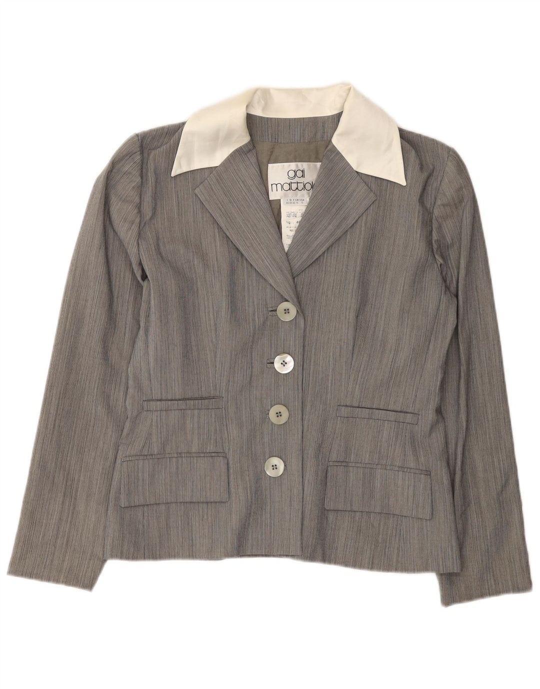 Gai Mattiolo Womens 4 Button Blazer Jacket UK 16 Large Grey Colourblock