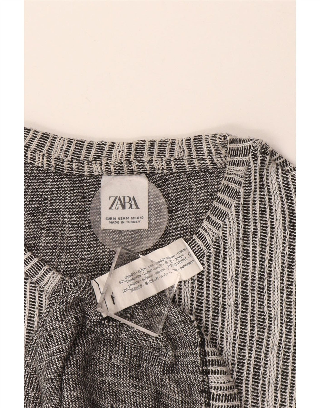 T-shirt Zara da uomo Top in cotone a righe grigio medio