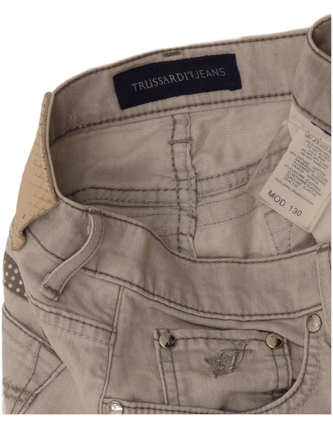 Trussardi Womens Straight Jeans W30 L27 Grey Cotton