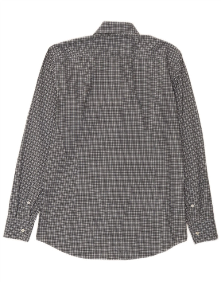 Hugo Boss Mens Slim Fit Shirt Size 40 15 3/4 Medium Blue Check Polyamide