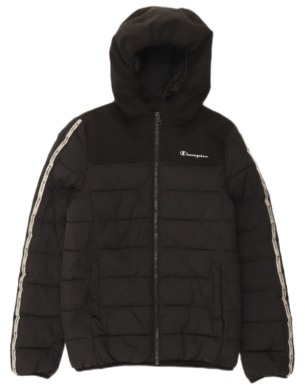 Jaqueta acolchoada com capuz gráfico Champion Boys 13-14 anos XL preto poliamida
