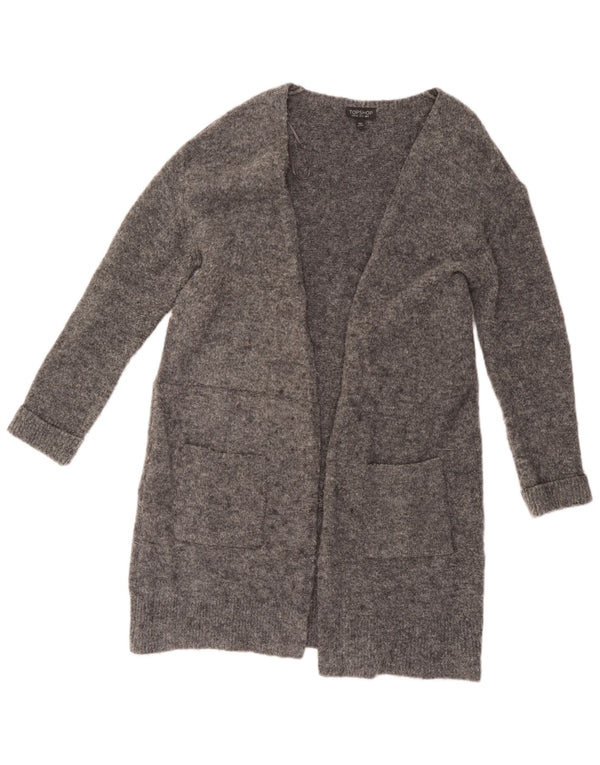 Topshop Damen-Strickjacke in Übergröße, lang geschnitten, Gr. 8, Größe S, Grau meliert
