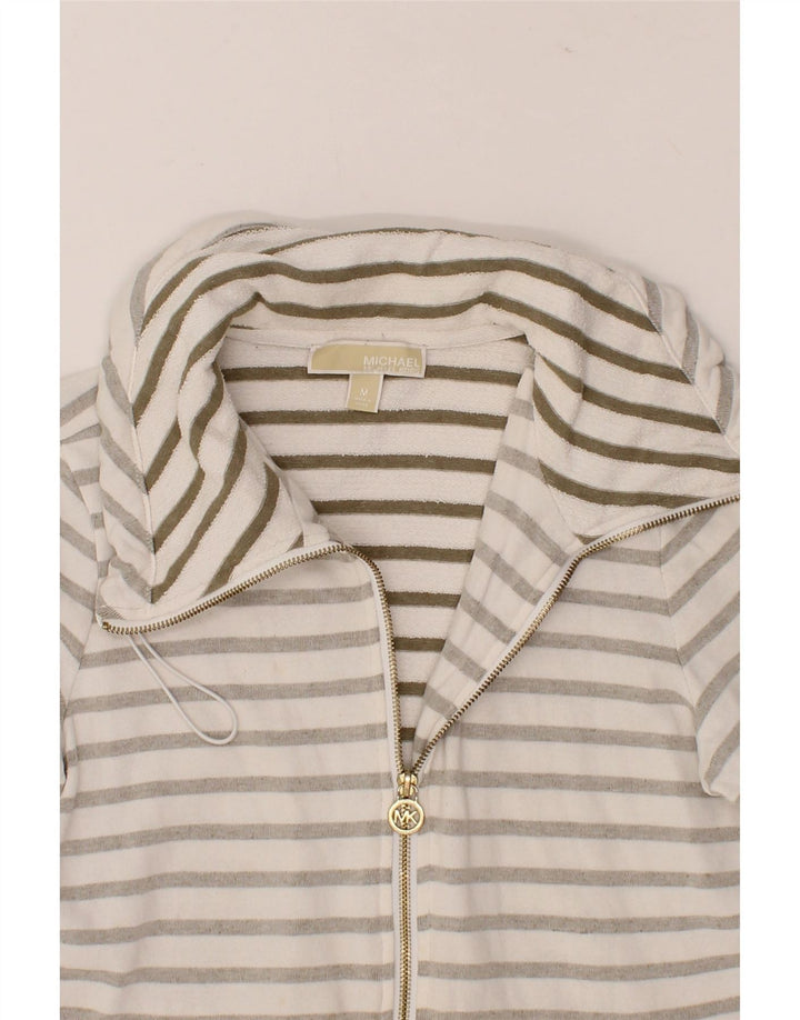 MICHAEL KORS Womens Tracksuit Top Jacket UK 14 Medium Grey Striped Cotton Vintage Michael Kors and Second-Hand Michael Kors from Messina Hembry 