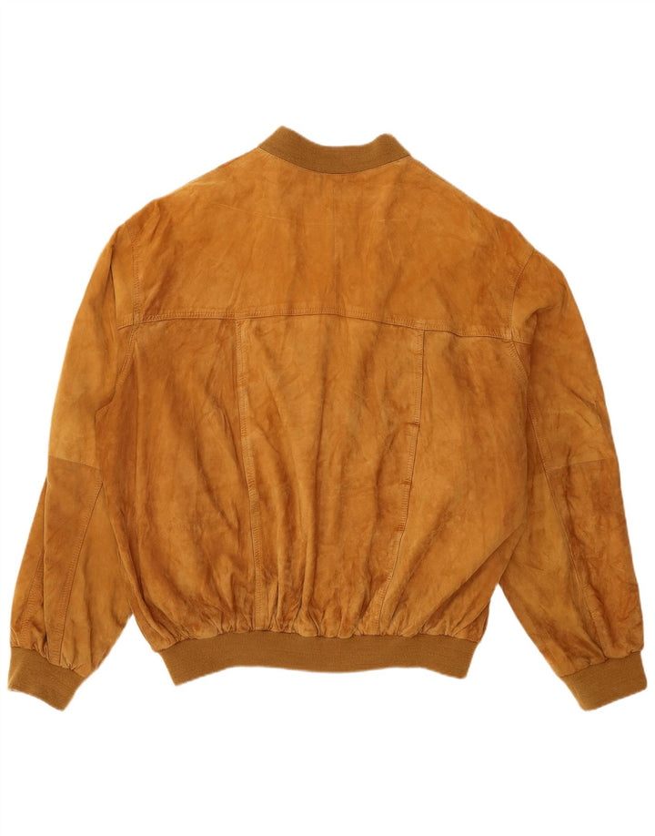 Giubbotto bomber vintage in pelle scamosciata da uomo IT 58 4XL Marrone
