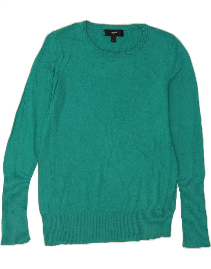 MOSSIMO Womens Crew Neck Jumper Sweater UK 14 Large Turquoise Nylon Vintage Mossimo and Second-Hand Mossimo from Messina Hembry 