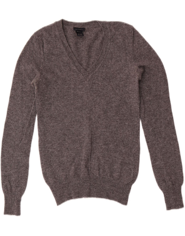 Gant Pull col V pour femme UK 4 XS Gris chiné en laine d'agneau