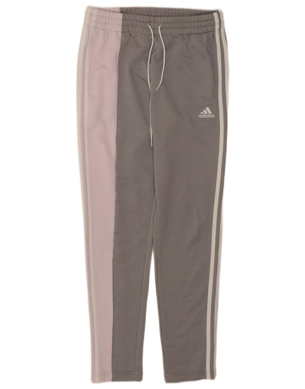 Adidas Damen-Trainingshose UK 8/10 Small Graues Colourblock-Polyester