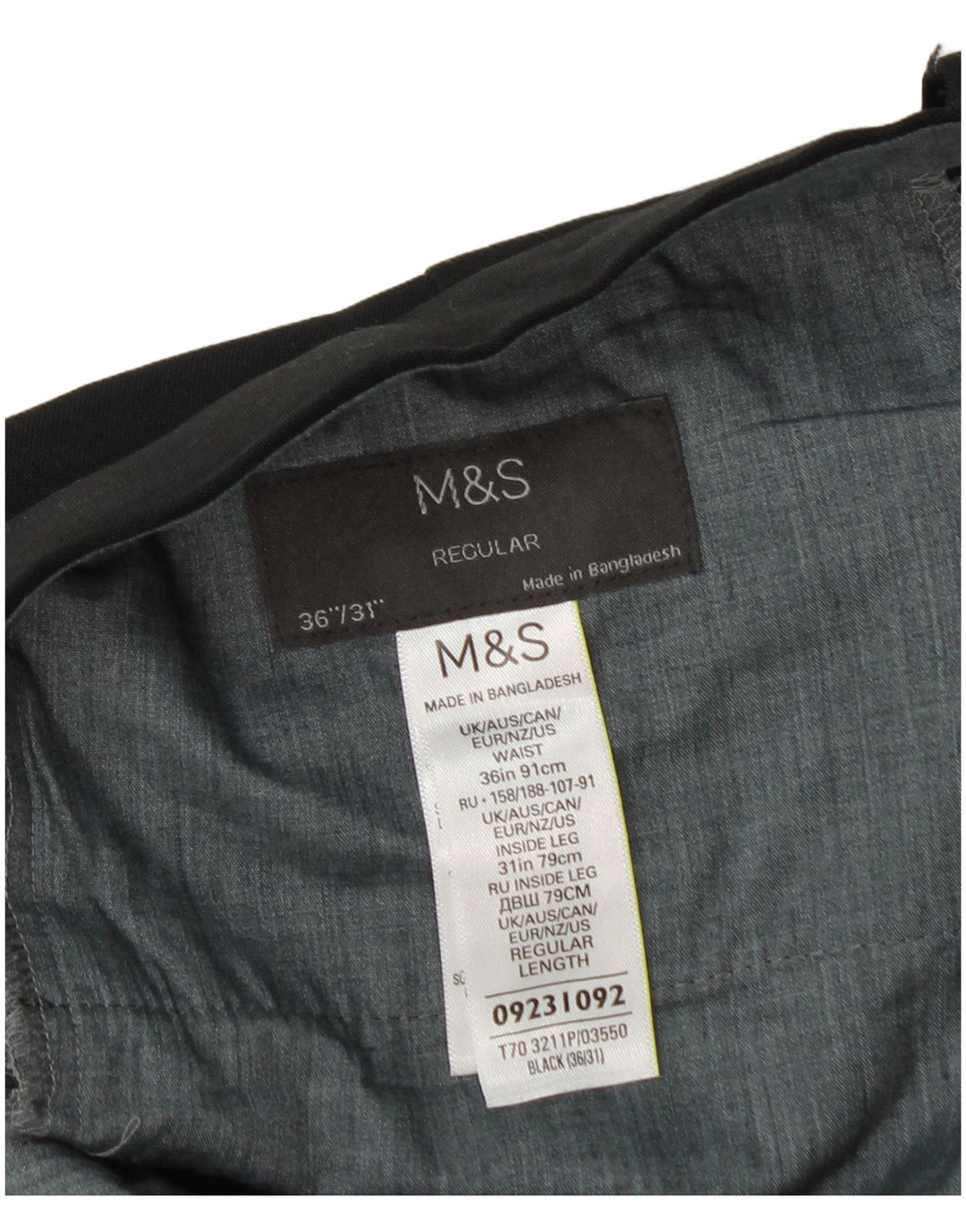 Marks & Spencer Mens Straight Regular Suit Trousers W36 L31 Black Polyester