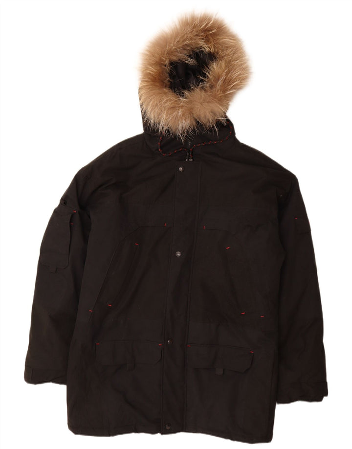 Veste Parka à capuche homme vintage UK 38 Nylon noir moyen