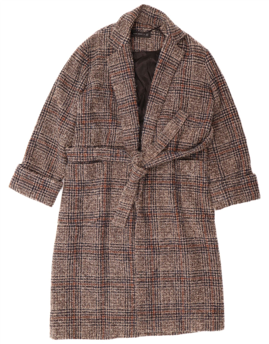 ZARA Womens Oversized Overcoat UK 6 XS Brown Check