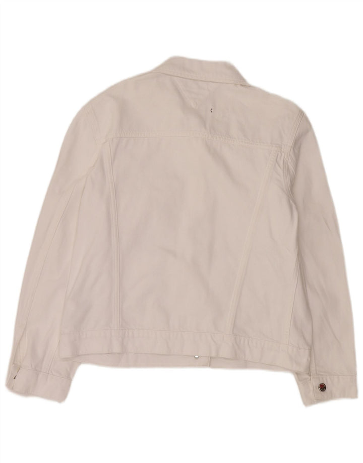 Tommy Hilfiger Dame denimjakke US 12 Stor Hvid Bomuld