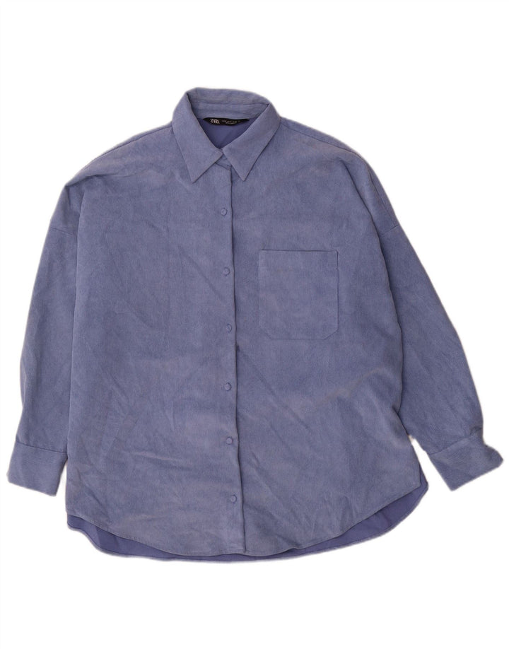 Camicia oversize da donna Zara Oversize UK 14 Poliestere blu medio