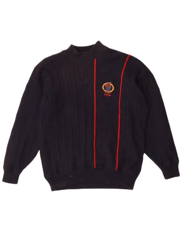 Maglione da uomo Pringle a collo alto, maglione grande, in lana a righe blu navy