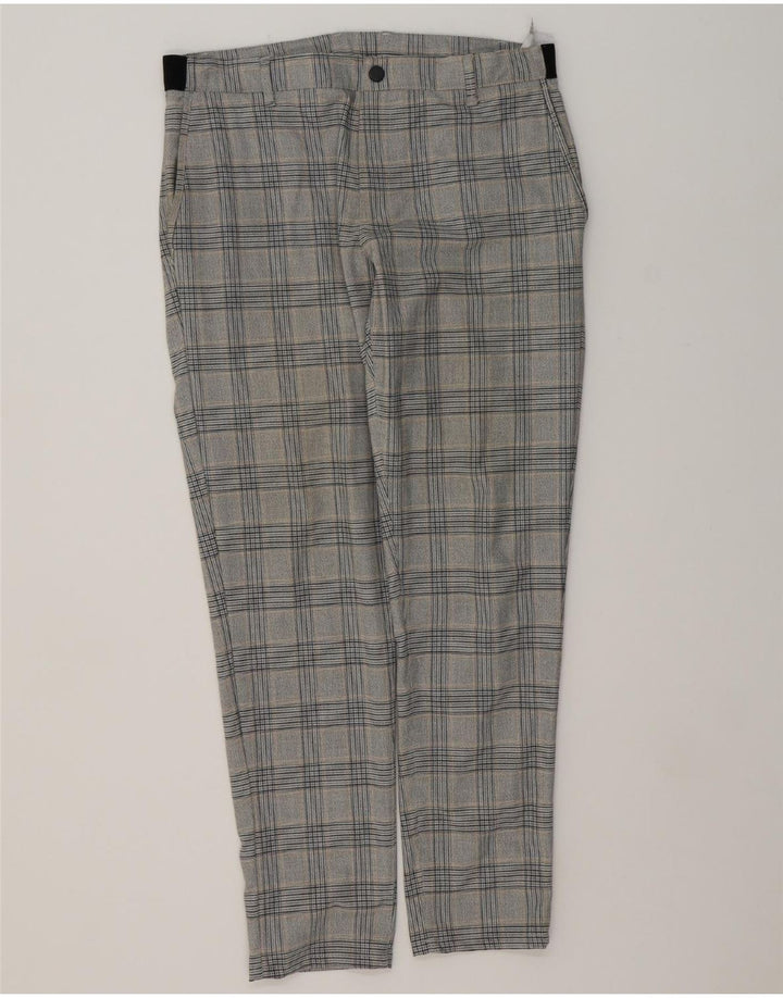 ZARA Womens Slim Casual Trousers Large W34 L30 Grey Check Polyester Vintage Zara and Second-Hand Zara from Messina Hembry 
