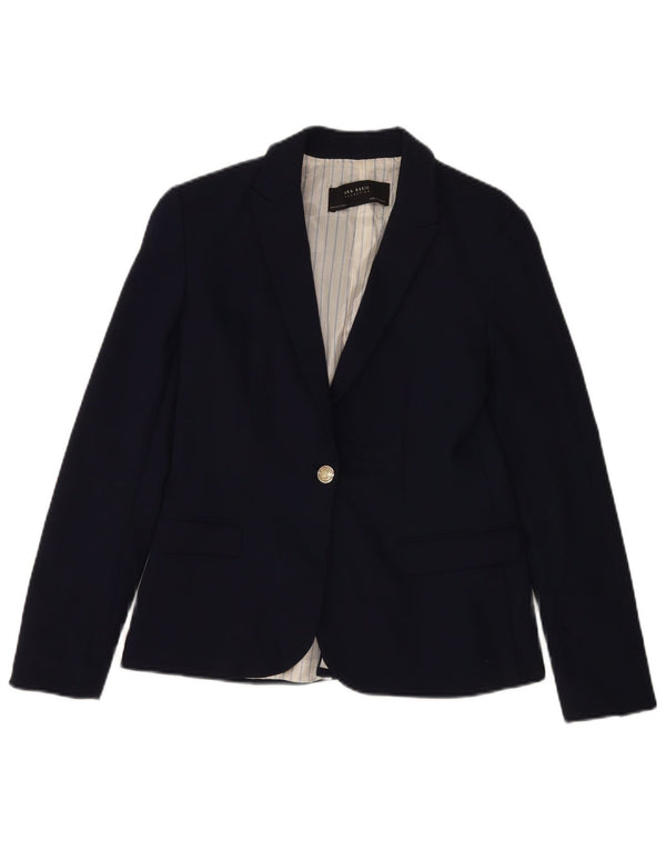 Blazer pentru femei Zara cu 1 nasture UK 12 Medium Bluemarin Bumbac