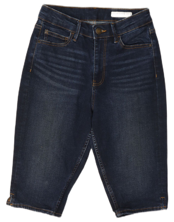 Marks & Spencer Womens Bermuda Denim Shorts UK 8 Small W26 Navy Blue Cotton