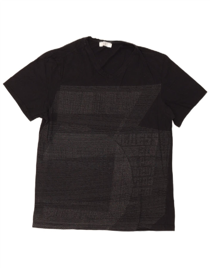 Guess Mens Graphic T-Shirt Top Large Black