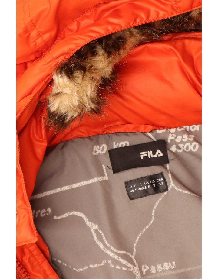 Fila Herre hættepolstret jakke UK 36 Small Orange Polyester