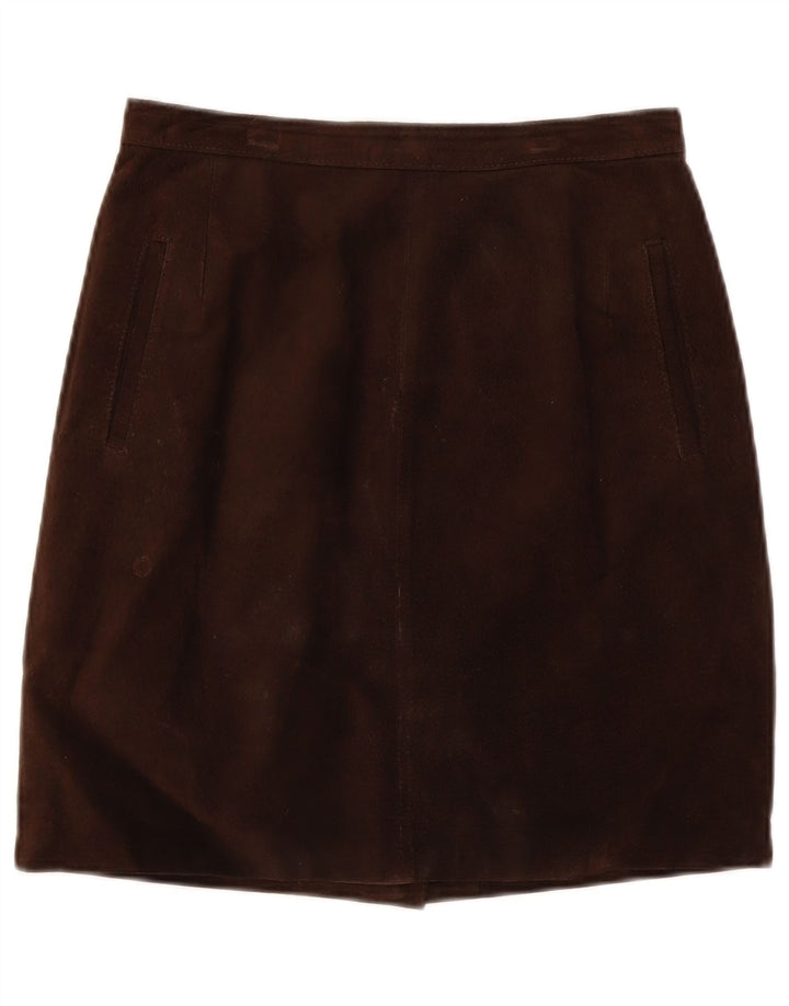 Vintage Womens Suede Skirt IT 44 Medium W28 Brown Leather