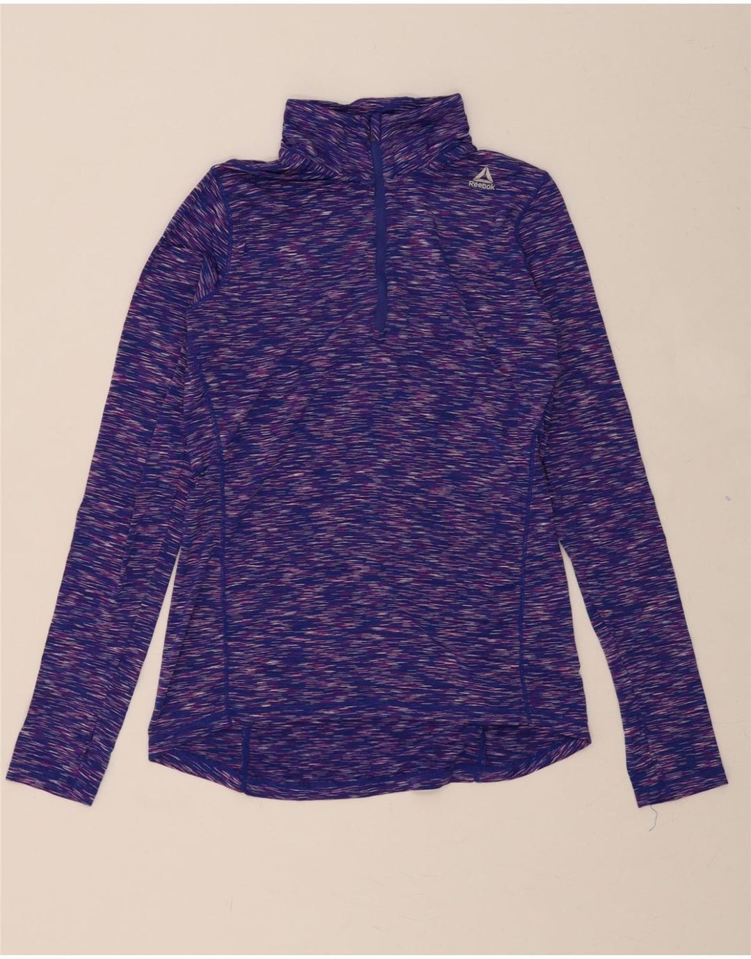 REEBOK Mens Zip Neck Pullover Tracksuit Top XS Purple Flecked Polyester Vintage Reebok and Second-Hand Reebok from Messina Hembry 