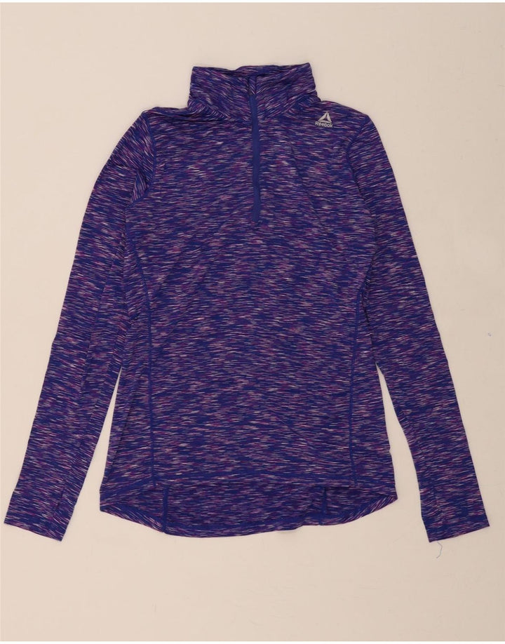 REEBOK Mens Zip Neck Pullover Tracksuit Top XS Purple Flecked Polyester Vintage Reebok and Second-Hand Reebok from Messina Hembry 