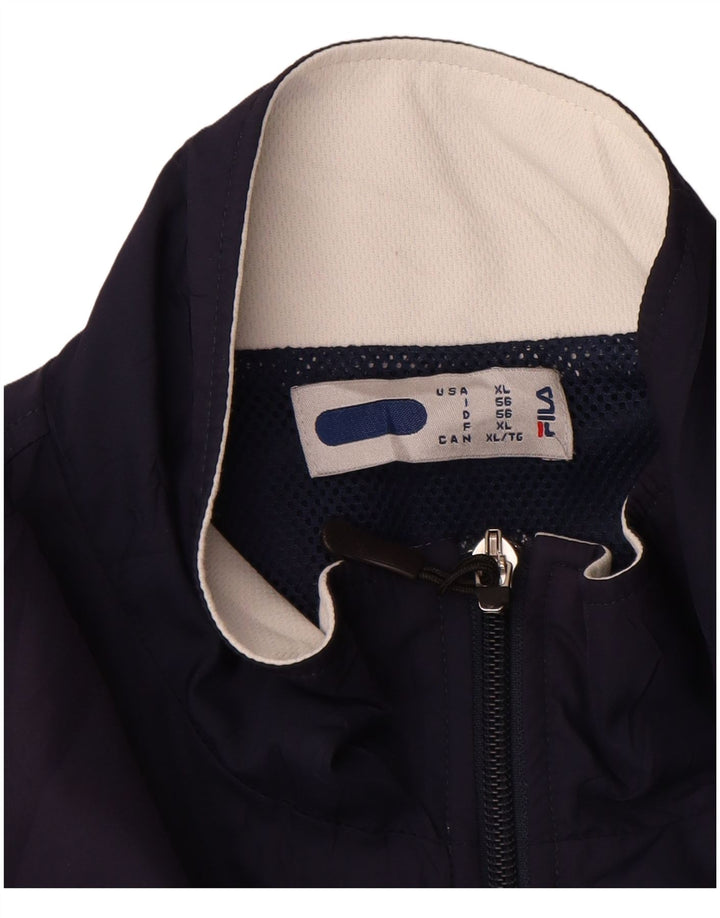 Fila Mens Tracksuit Top Jacket XL Navy Blue Colourblock Polyester