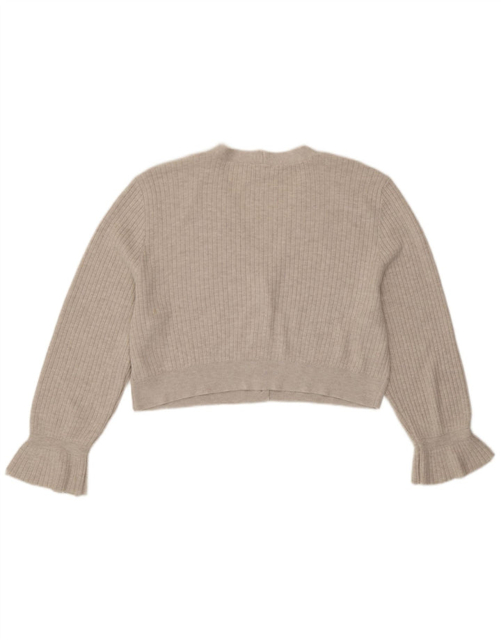 Topshop Womens Crop Oversized Cardigan Sweater UK 14 Medium Grey Polyester