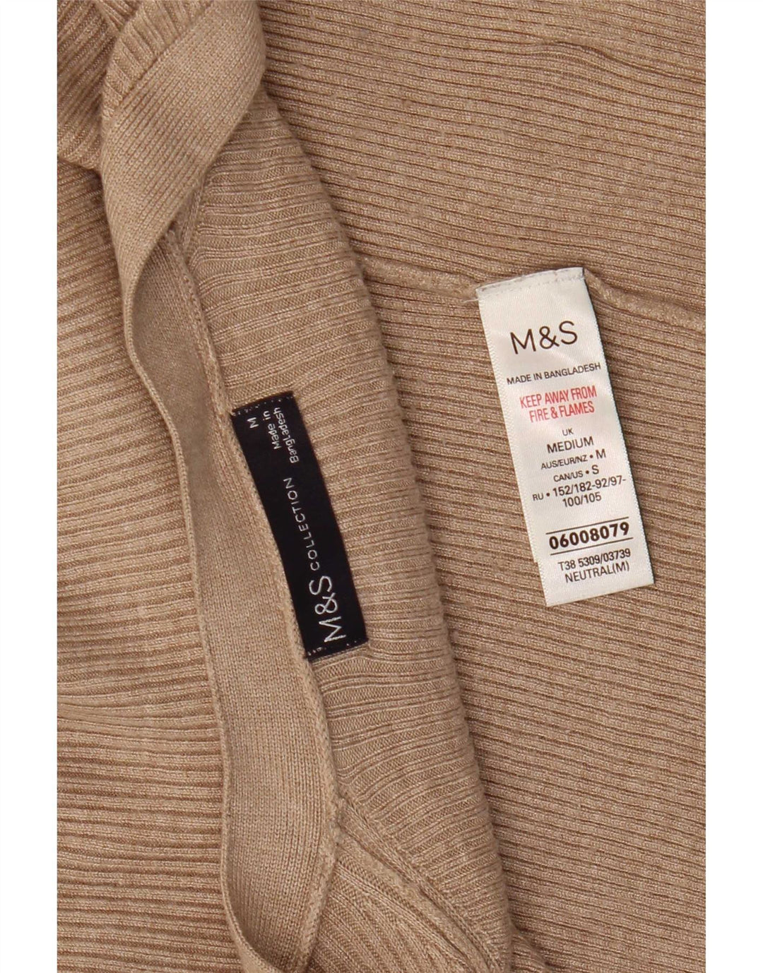 Marks & Spencer Womens Open Cardigan Sweater UK 14 Medium Beige Viscose