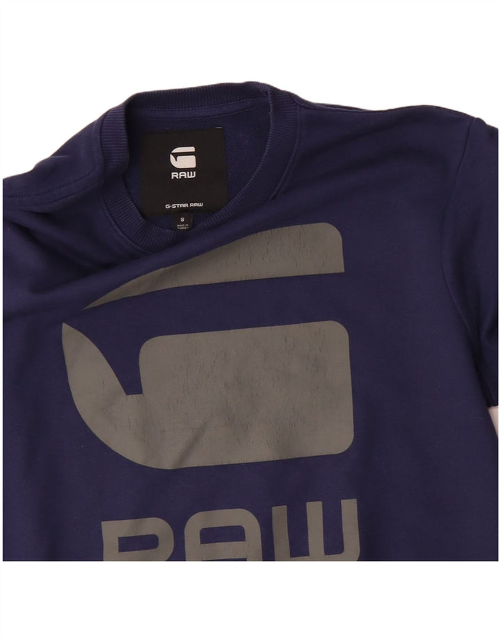 G-STAR Mens Graphic Sweatshirt Jumper Small Navy Blue Cotton