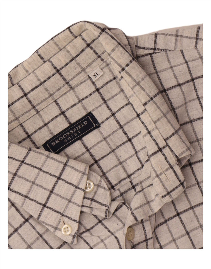 Brooksfield Mens Shirt XL White Check Cotton