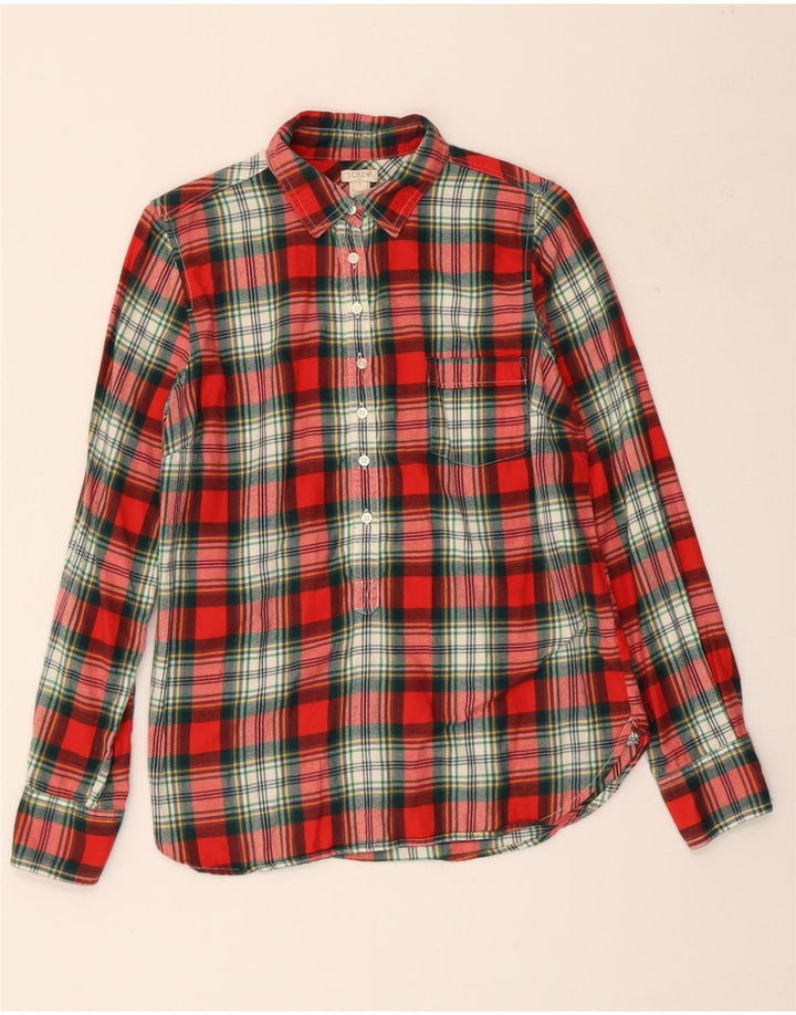 J. CREW Womens Oversized Pullover Flannel Shirt UK 10 Small Red Check Vintage J. Crew and Second-Hand J. Crew from Messina Hembry 