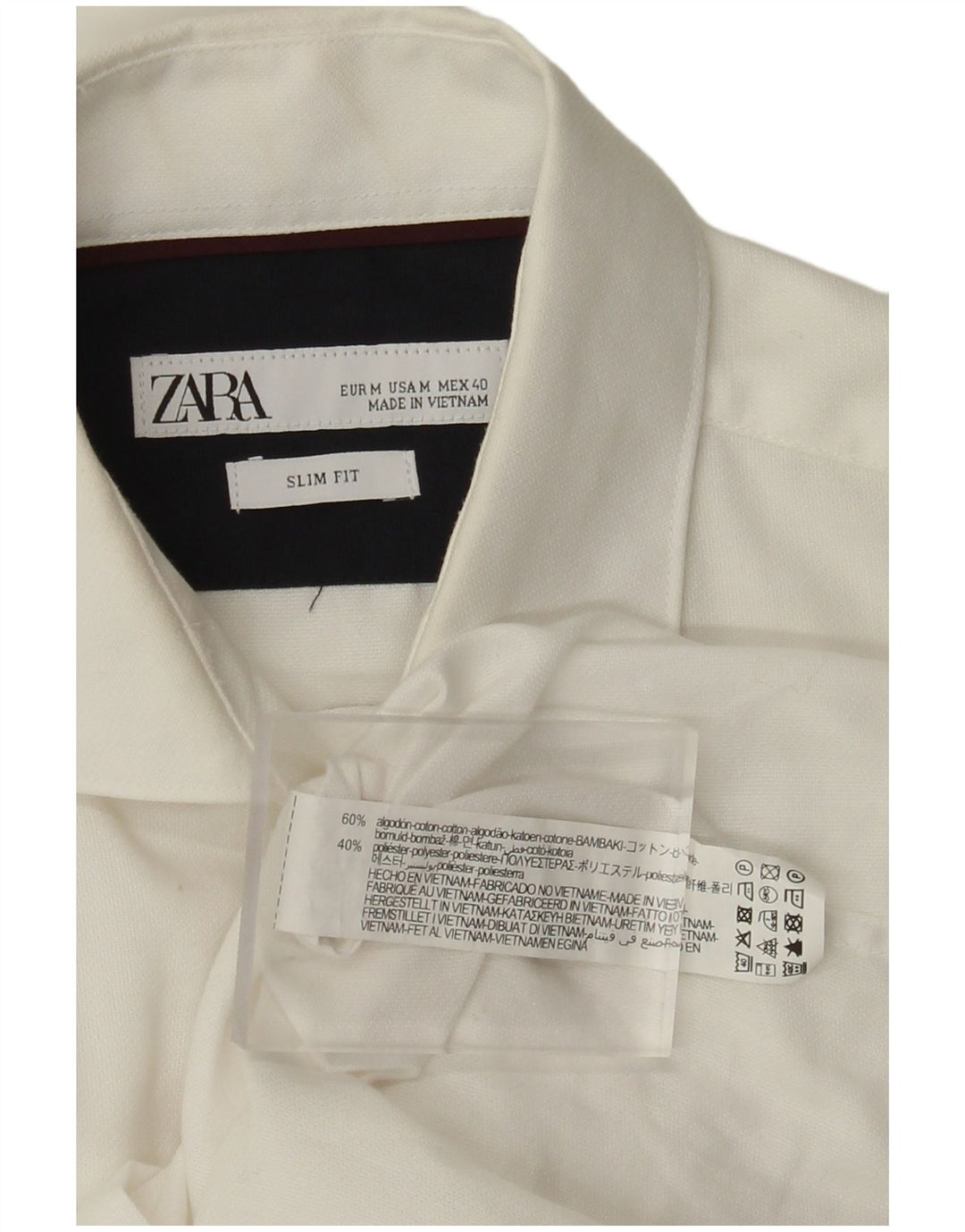 ZARA Mens Slim Fit Shirt Medium White Cotton