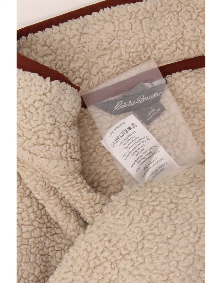 Maglione in pile da uomo con zip e collo Eddie Bauer, grande, in poliestere beige